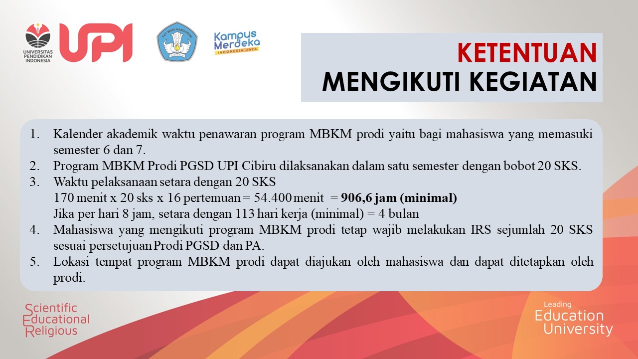 MBKM – PROGRAM STUDI PENDIDIKAN GURU SEKOLAH DASAR – JENJANG S1